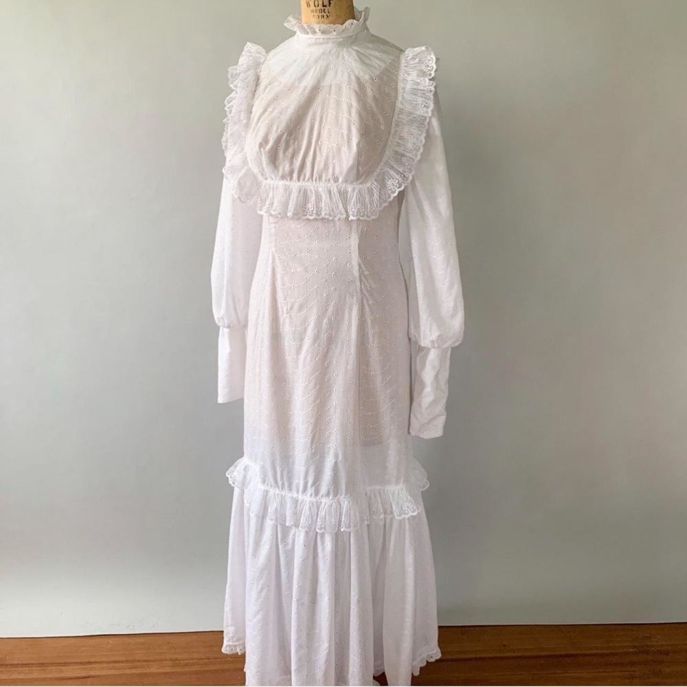 Vintage 1970s Prairie Victorian Maxi Dress